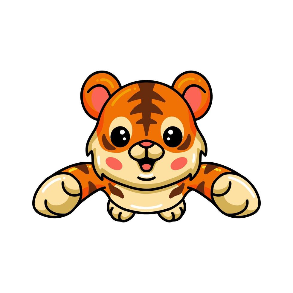 desenho de tigre bebê fofo pulando vetor
