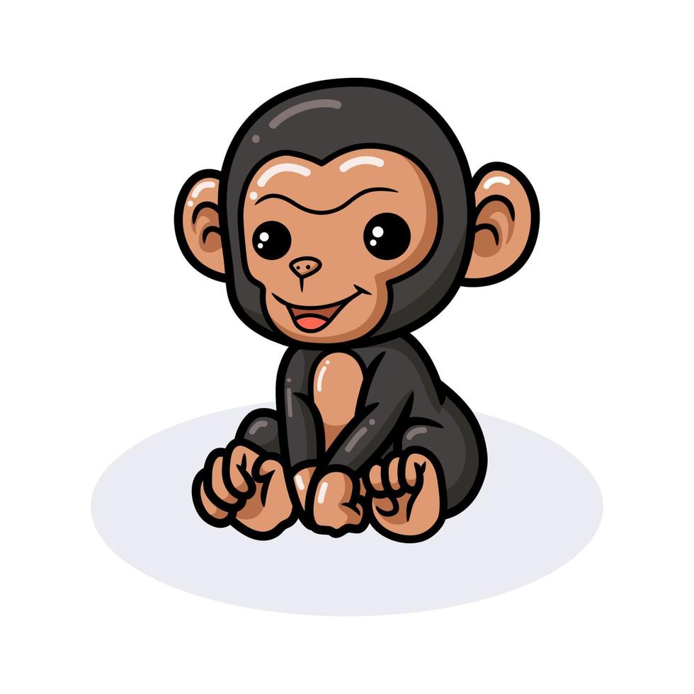 desenho de chimpanzé bebê fofo sentado vetor