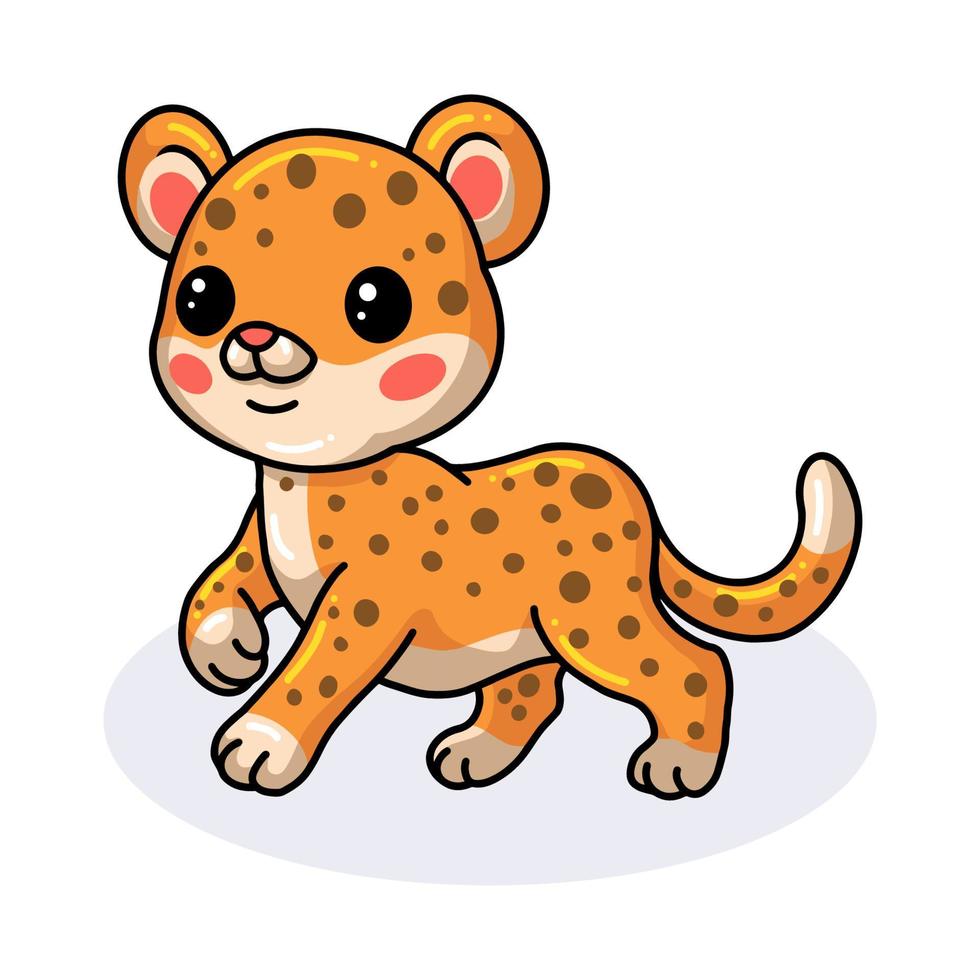 desenho de leopardo bebê feliz fofo vetor