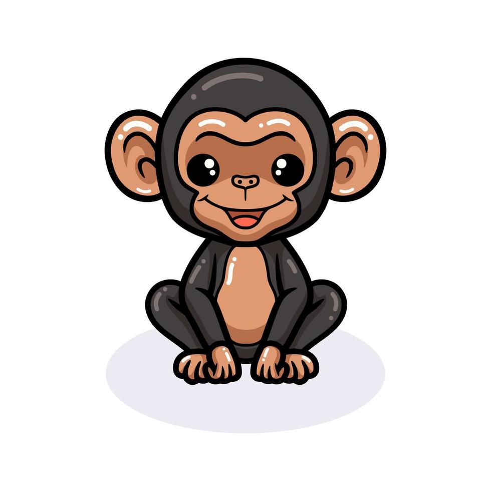 desenho de chimpanzé bebê fofo sentado vetor