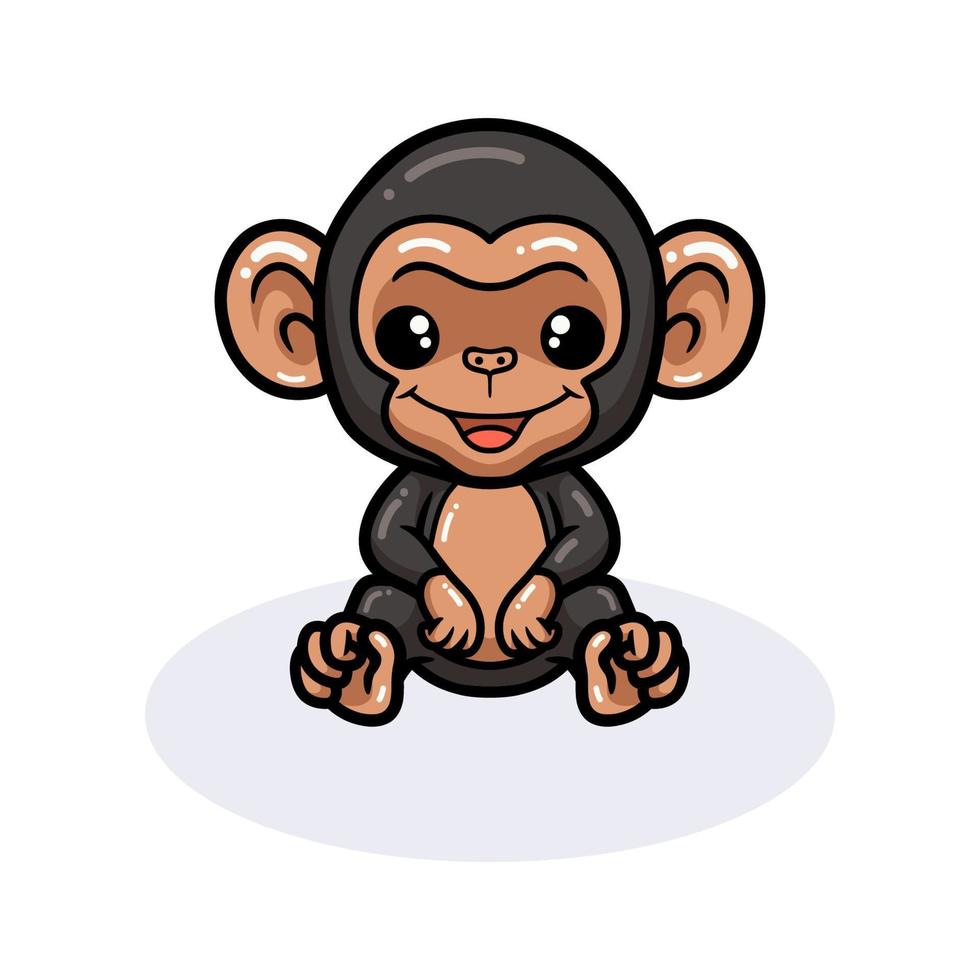 desenho de chimpanzé bebê fofo sentado vetor