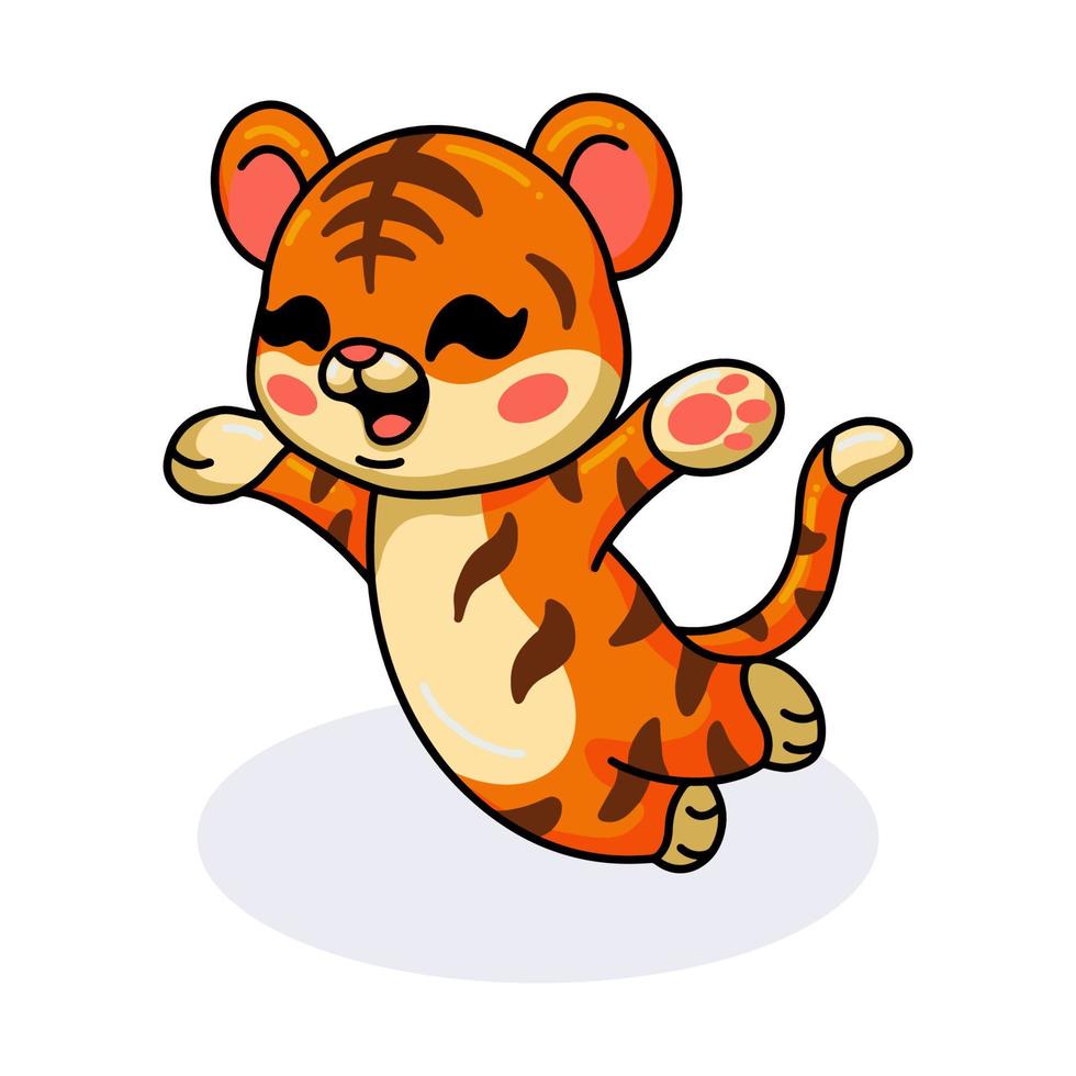 desenho de tigre bebê fofo posando vetor