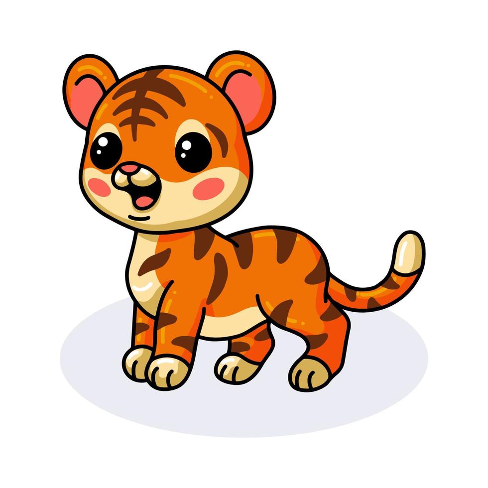 desenho de tigre bebê feliz fofo vetor