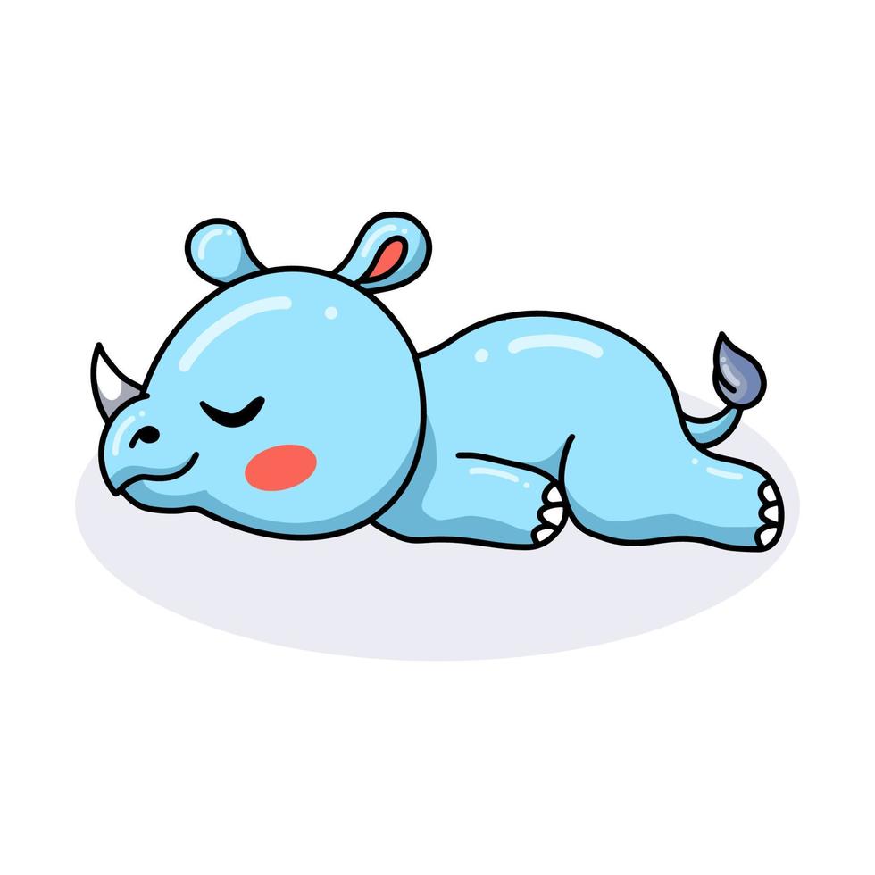desenho de rinoceronte bebê fofo deitado vetor