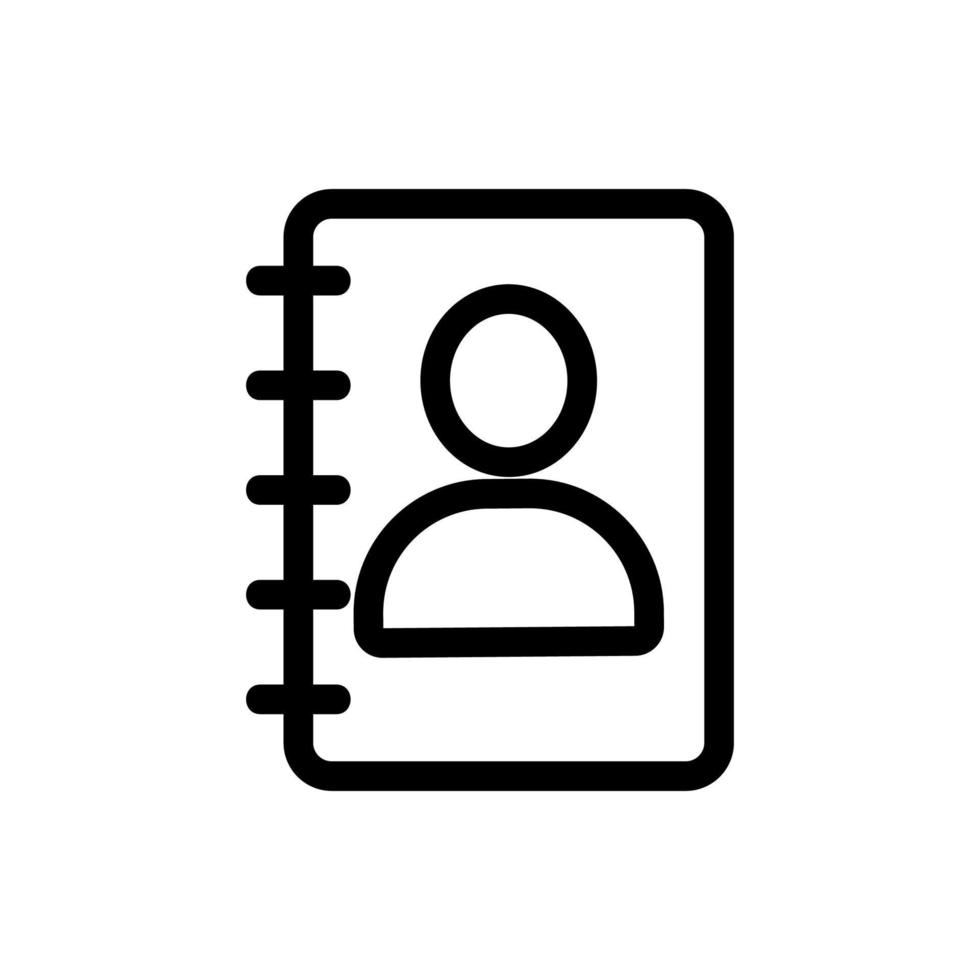 vetor de ícone do bloco de notas do usuário. ilustração de símbolo de contorno isolado