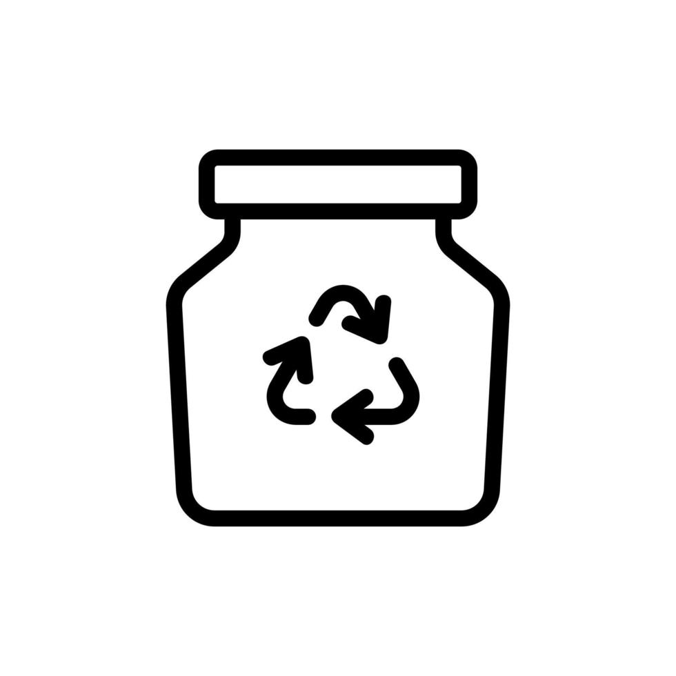 ilustração de contorno de vetor de ícone de reciclagem de vidro