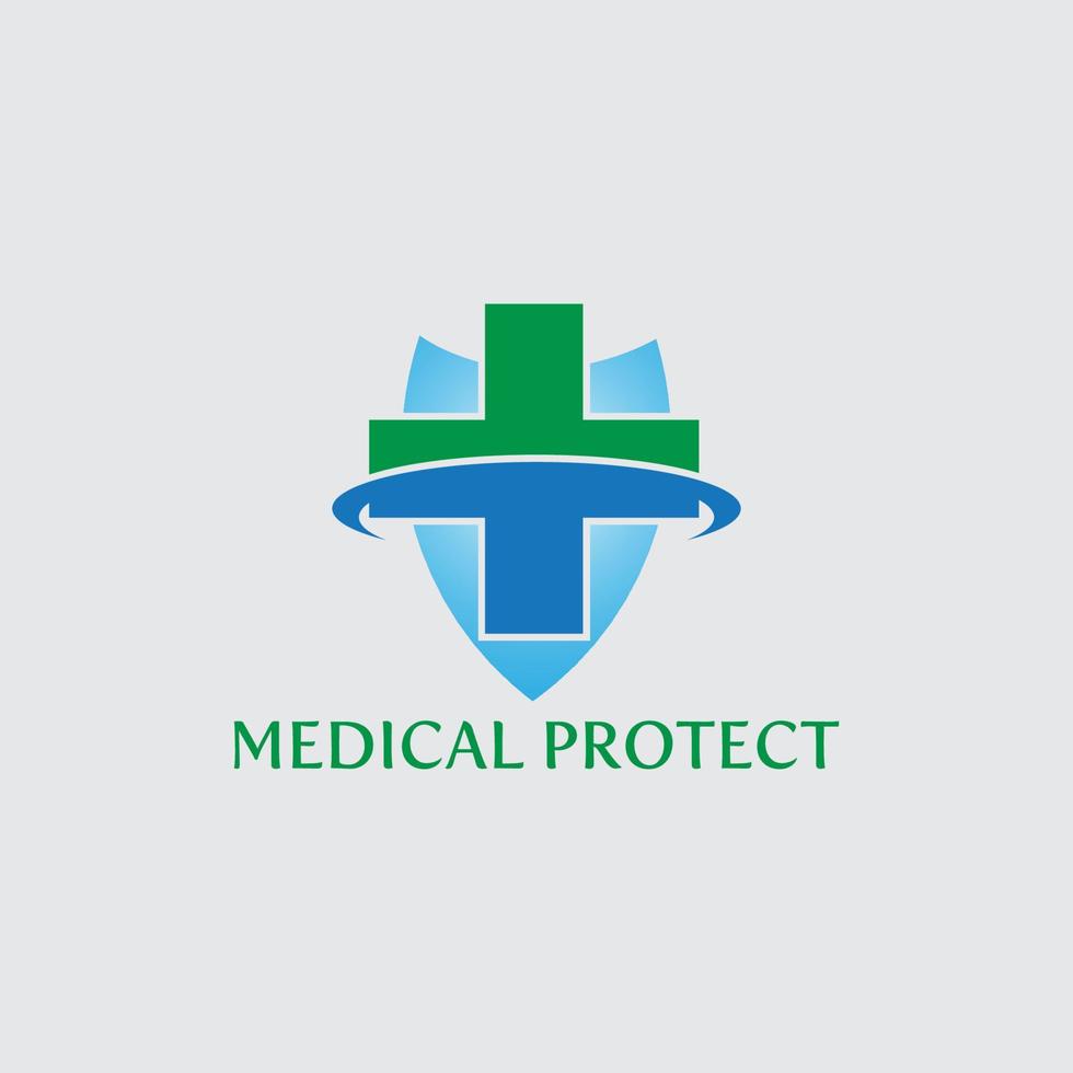 logotipo de saúde com escudo e cruz vetor