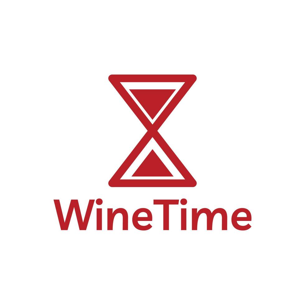 logotipo da hora do vinho com ilustração de ampulheta vetor