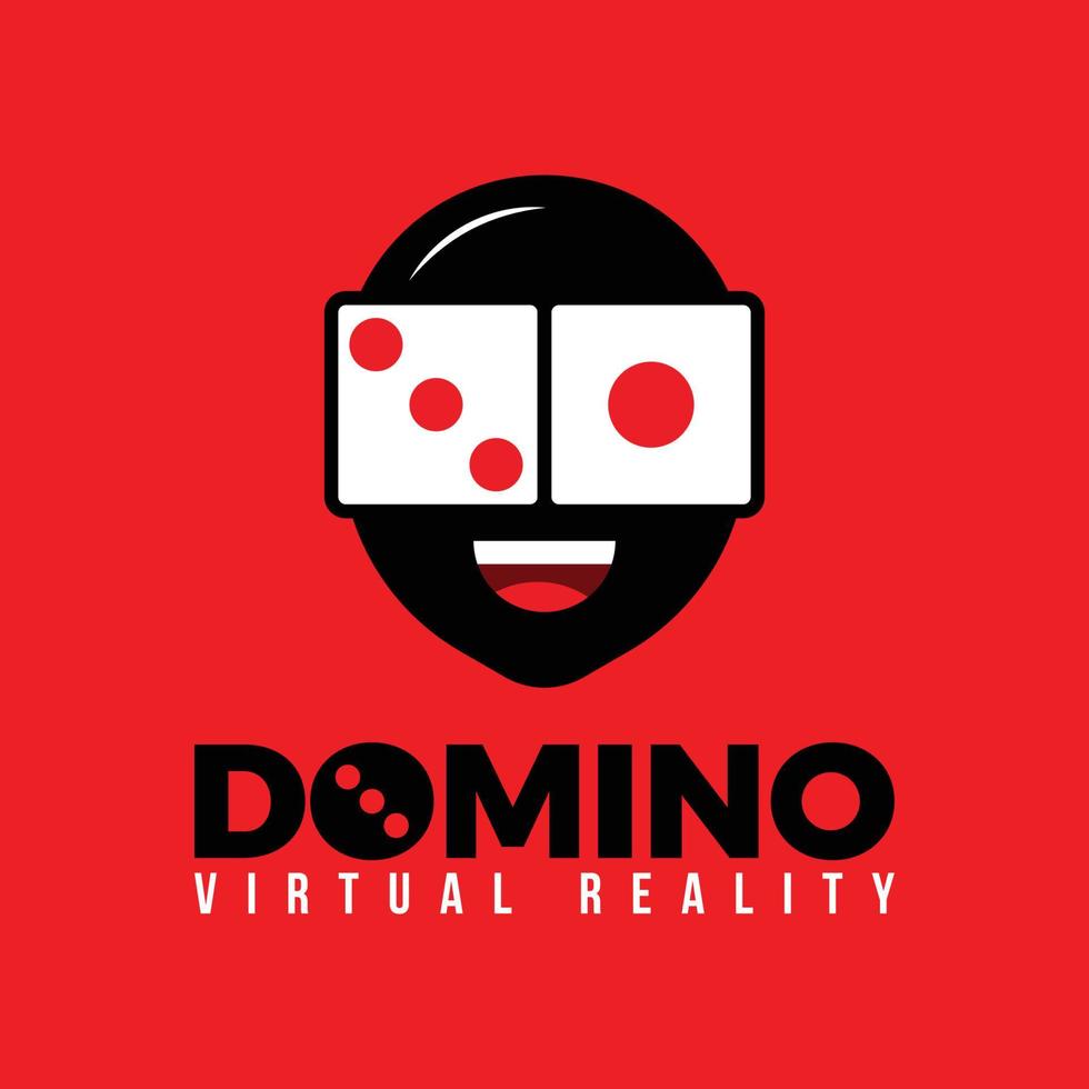 modelo de vetor de logotipo de realidade virtual de dominó exclusivo