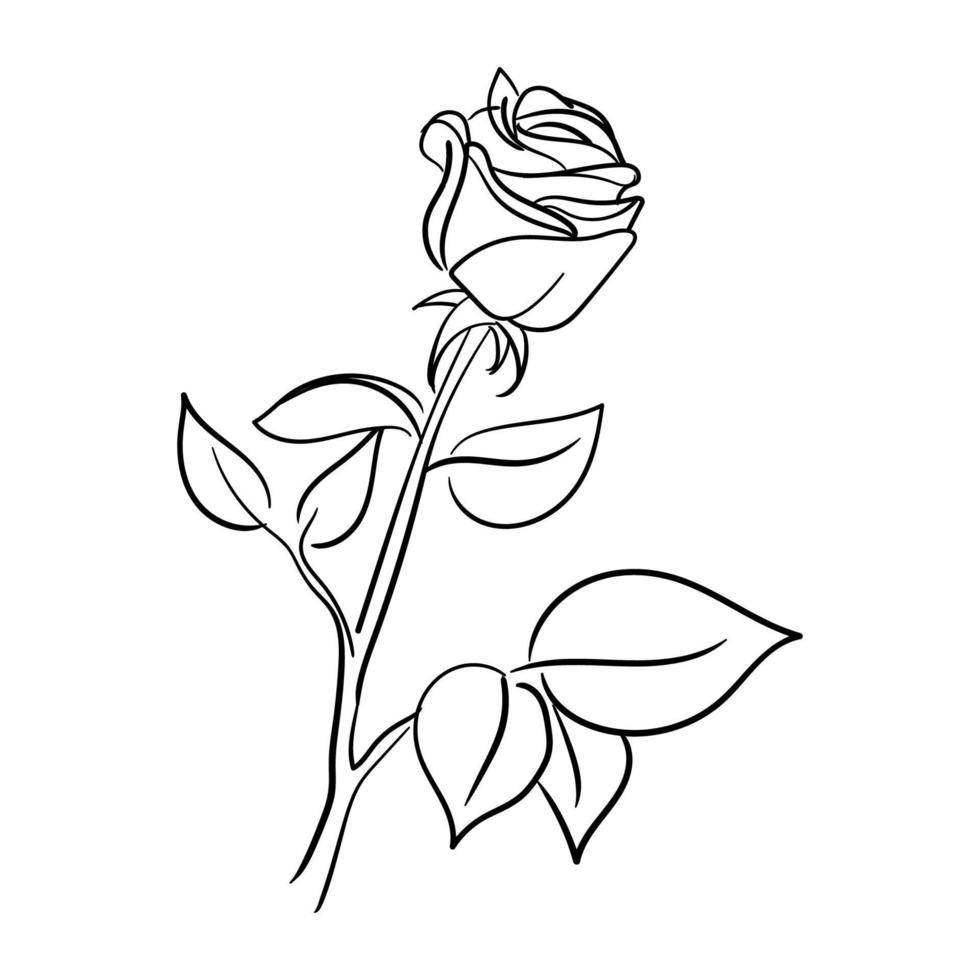 arte de linha desenhada à mão ilustração em vetor flor rosa