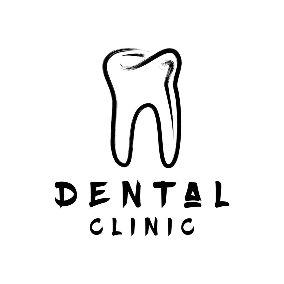 logotipo preto e branco da clínica de atendimento odontológico com estilo de pincel vetor