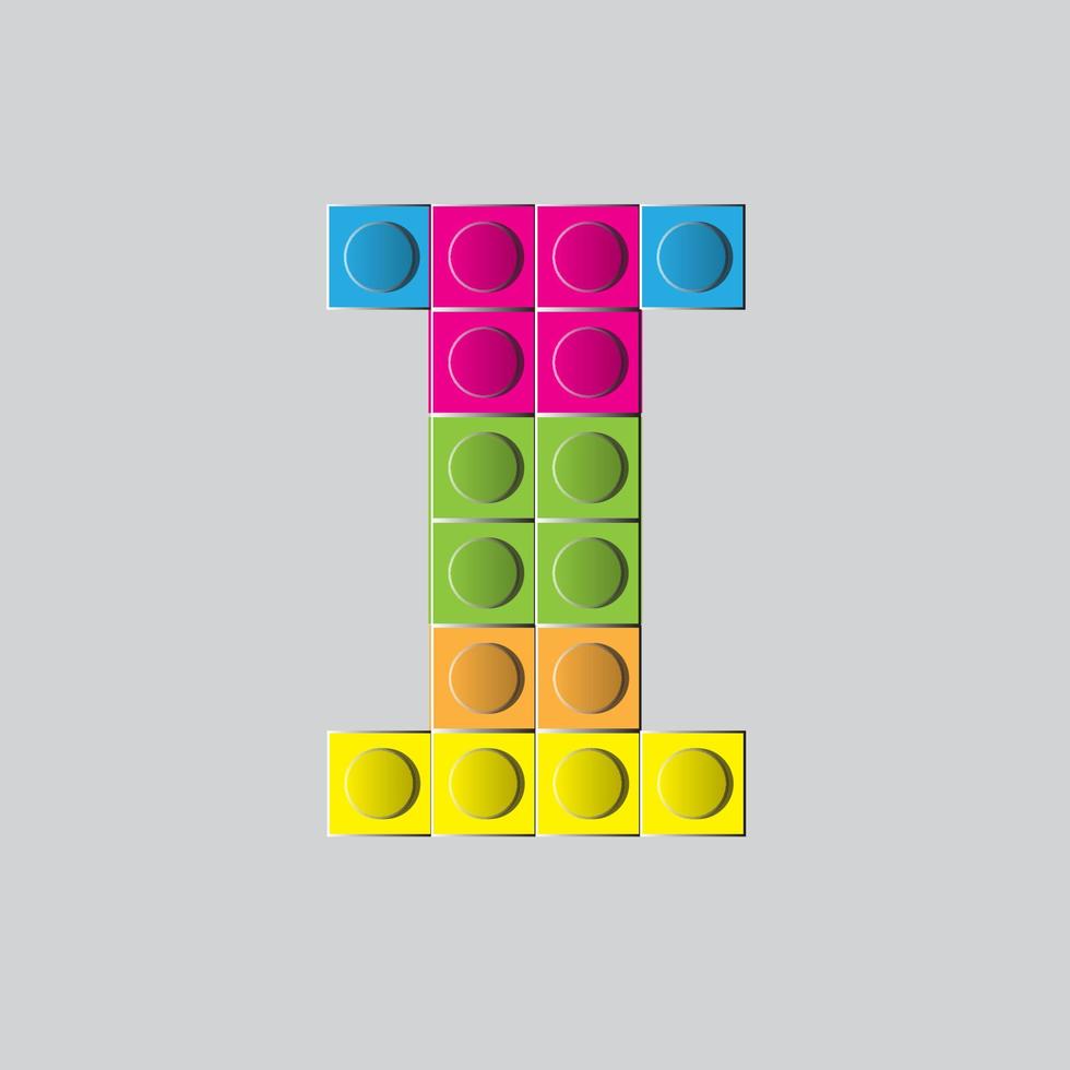 bloco de jogo colorido brinquedos de tijolos fonte tipo de letra letra a vetor