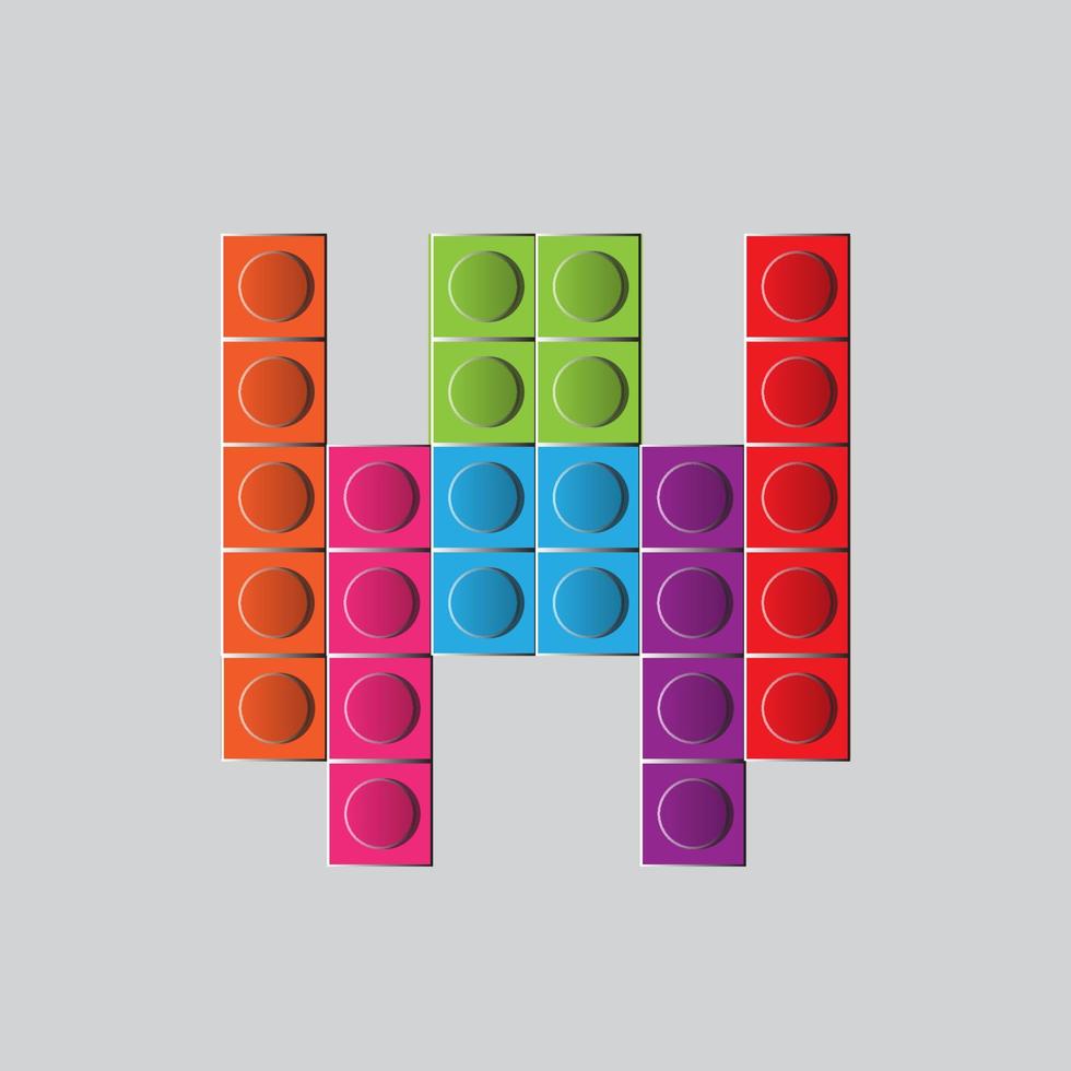 bloco de jogo colorido brinquedos de tijolos fonte tipo de letra letra a vetor