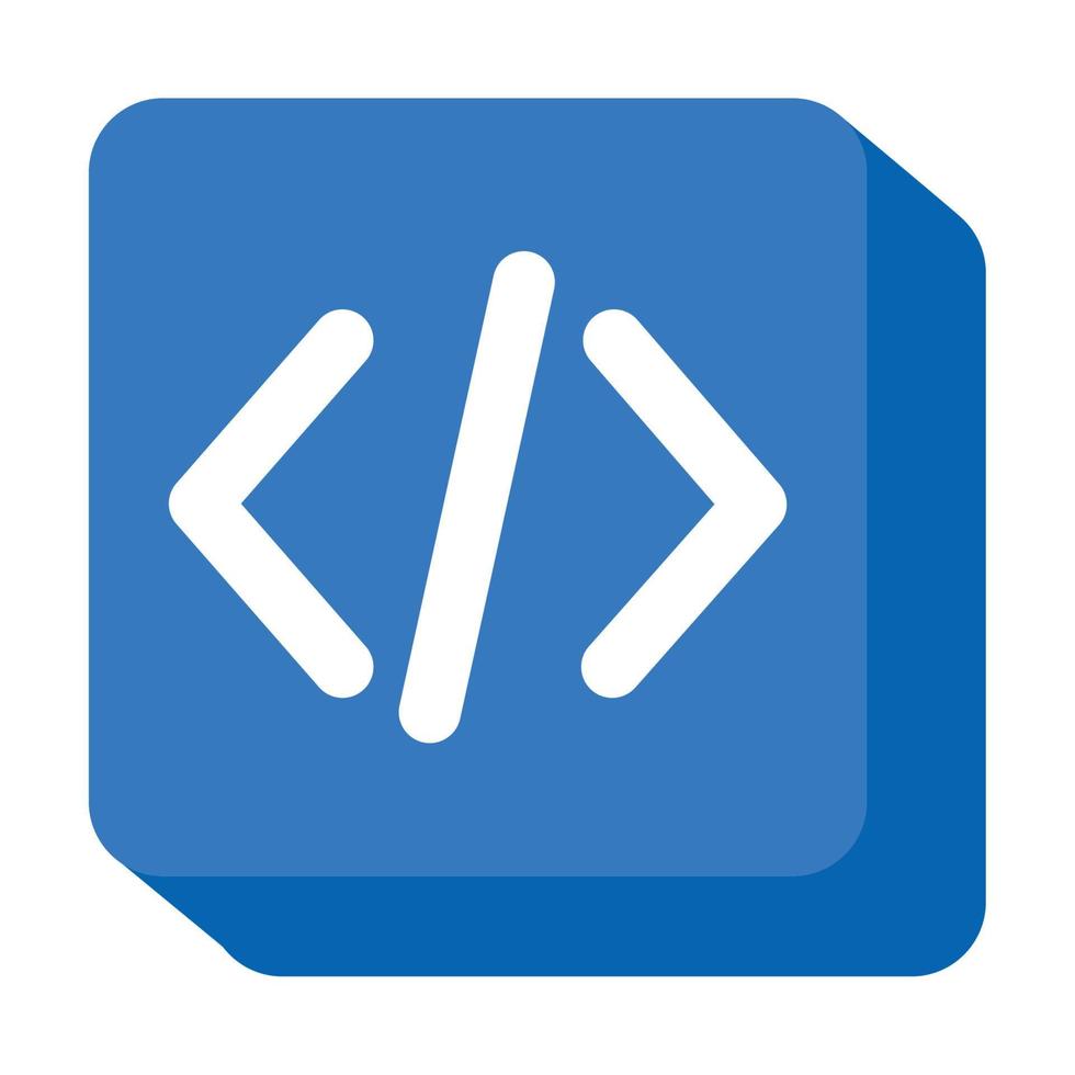 botão azul do código de programação vetor