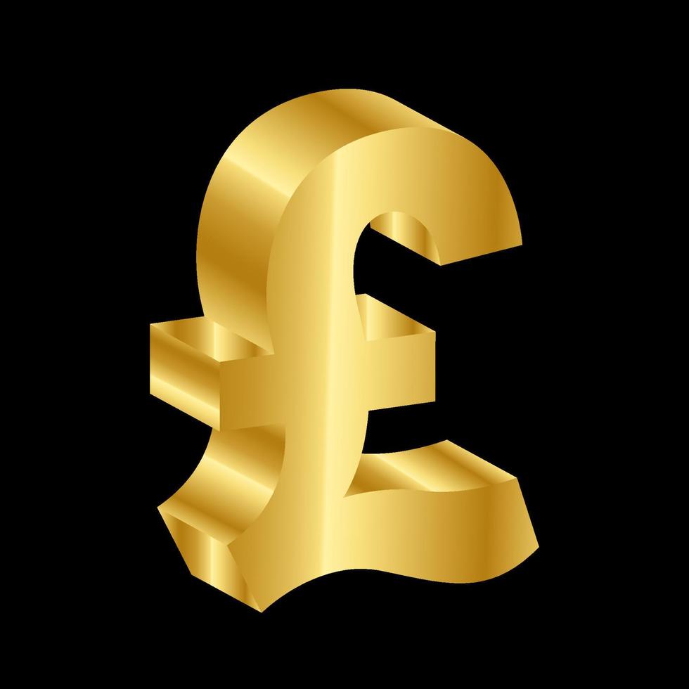 vetor de símbolo de moeda de libra de luxo 3d ouro