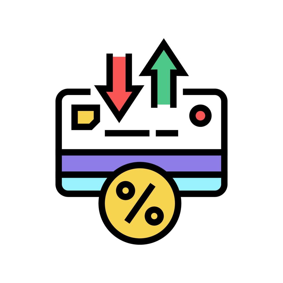 ilustração em vetor ícone de cor de cartão de crédito e dívida