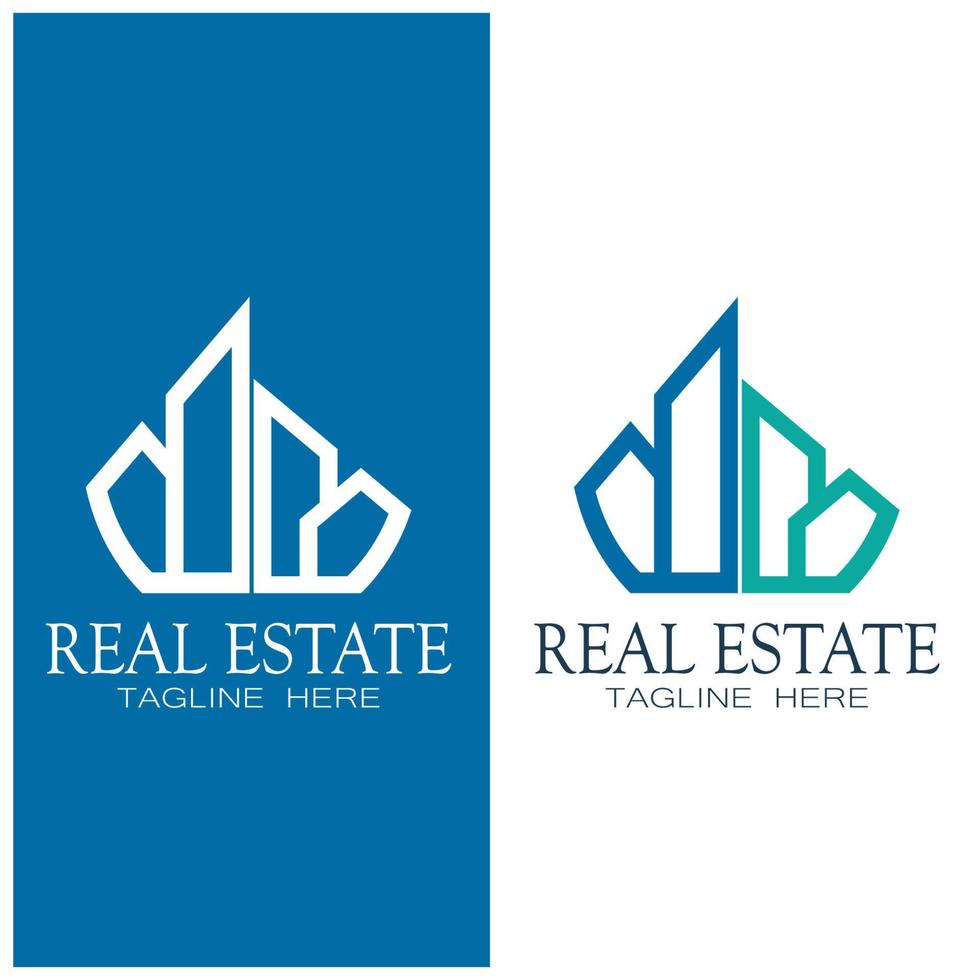 modelo de ilustração de ícone de logotipo de negócios imobiliários, construção, desenvolvimento imobiliário e vetor de logotipo de construção