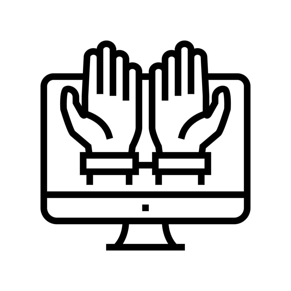 ilustração vetorial de ícone de linha de vício em computador vetor