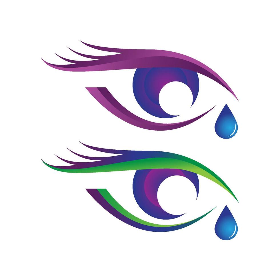 lindo logotipo de olho com conjunto de pacotes de vetor de lágrimas nos olhos