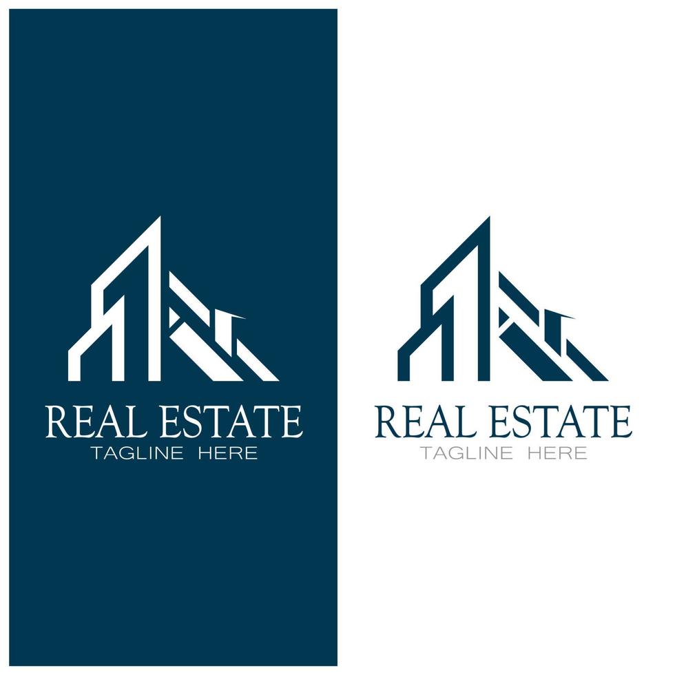 modelo de ilustração de ícone de logotipo de negócios imobiliários, construção, desenvolvimento imobiliário e vetor de logotipo de construção