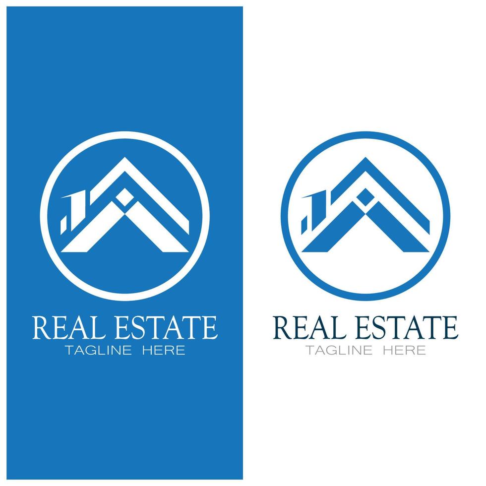 modelo de ilustração de ícone de logotipo de negócios imobiliários, construção, desenvolvimento imobiliário e vetor de logotipo de construção