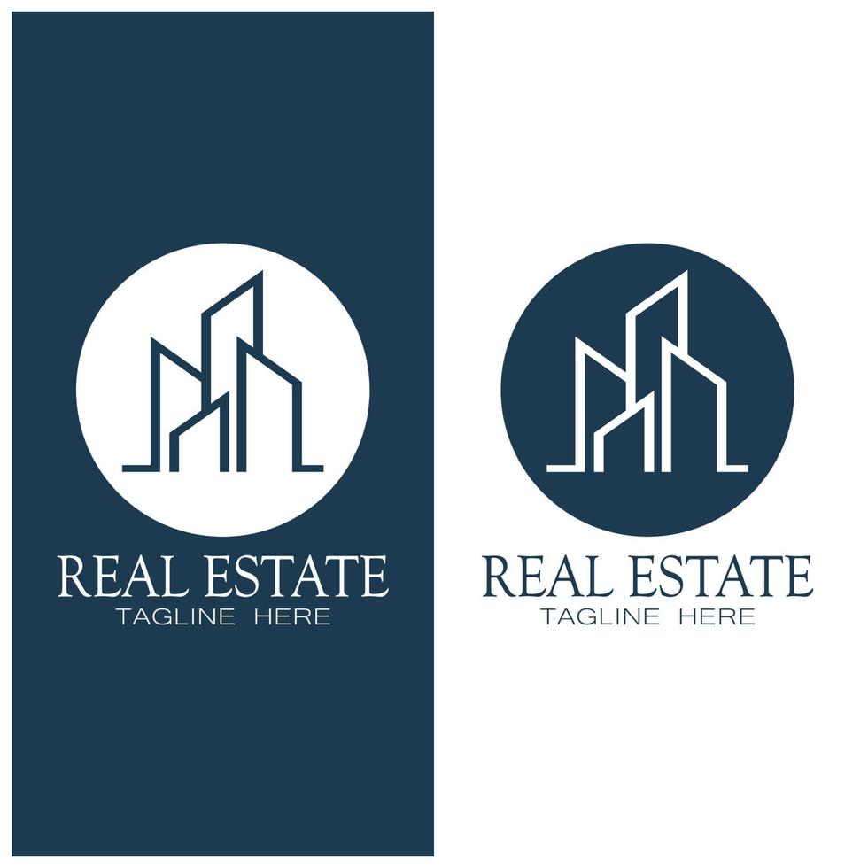 modelo de ilustração de ícone de logotipo de negócios imobiliários, construção, desenvolvimento imobiliário e vetor de logotipo de construção