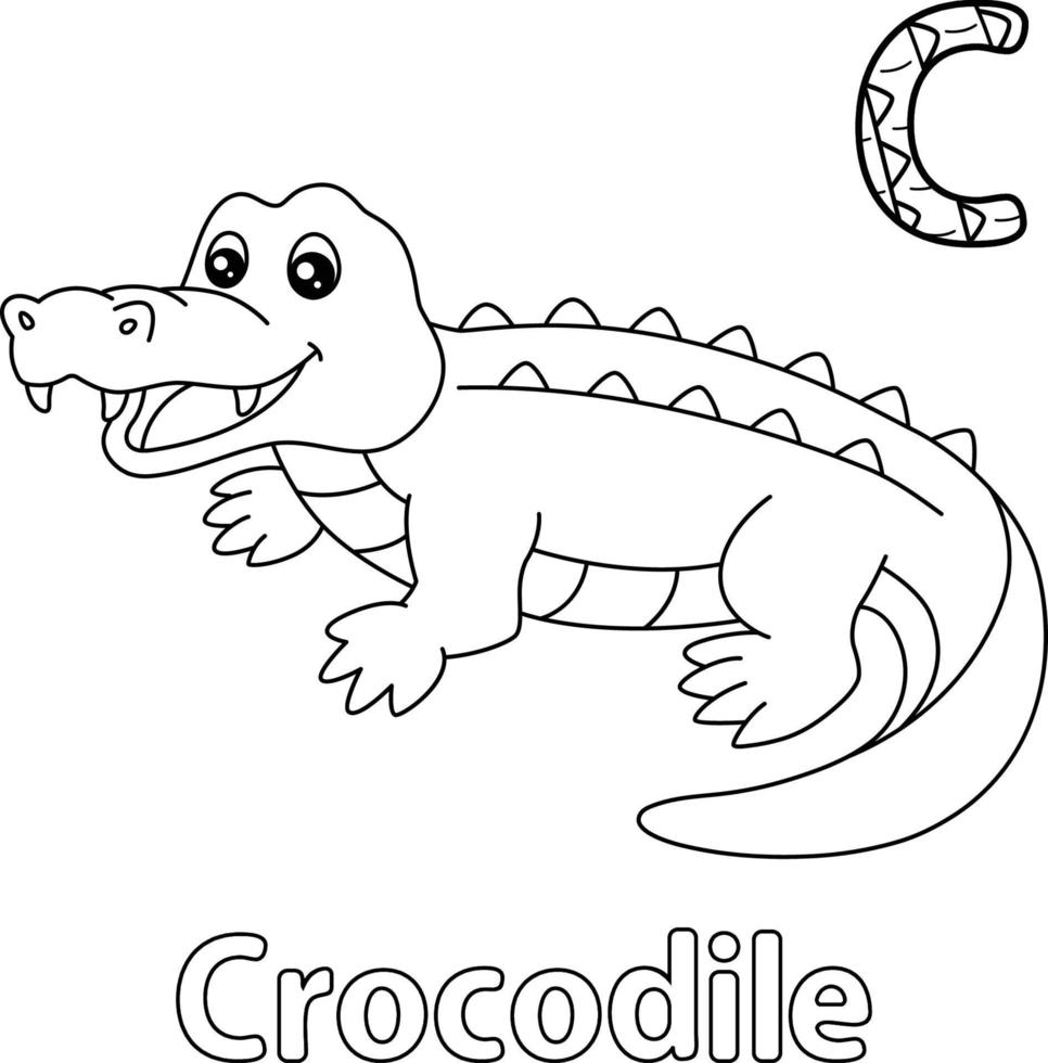 desenho de alfabeto de crocodilo abc para colorir c vetor
