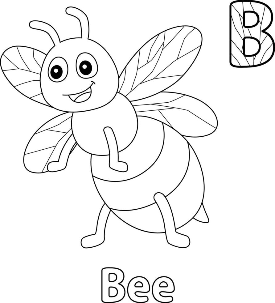 desenho de abelha alfabeto abc para colorir b vetor