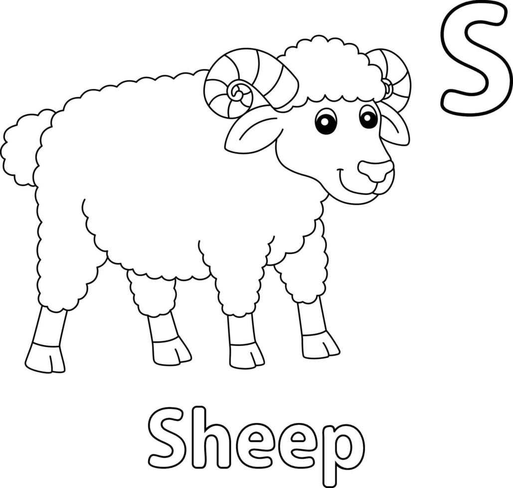 alfabeto de ovelha abc para colorir vetor