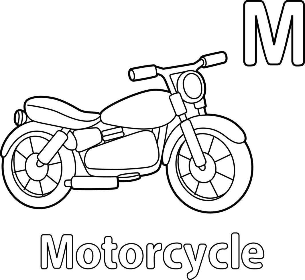 desenho do alfabeto da motocicleta abc para colorir m vetor