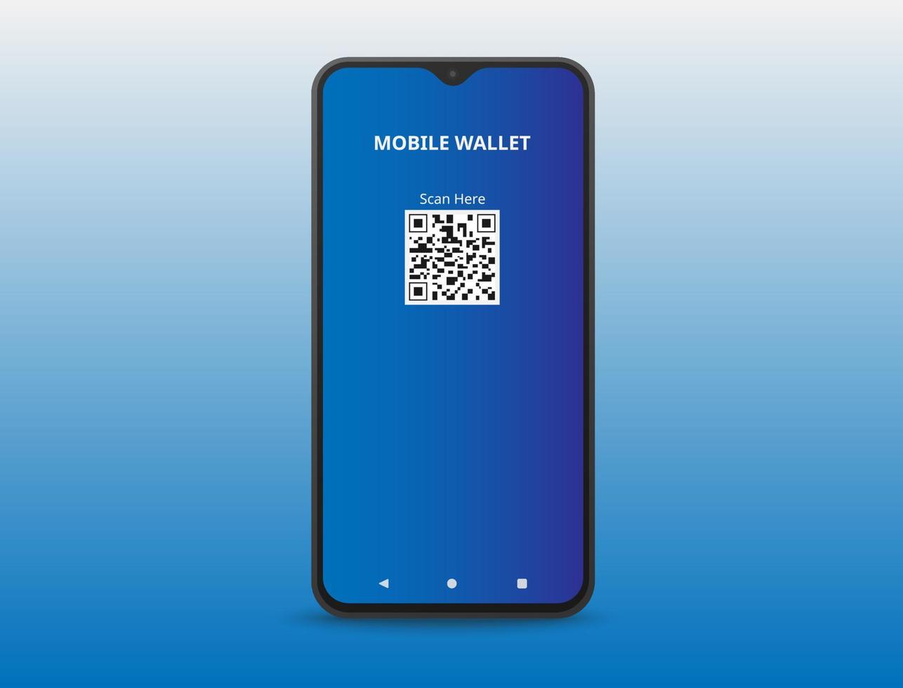 smartphone com tons de azul e código qr na tela vetor