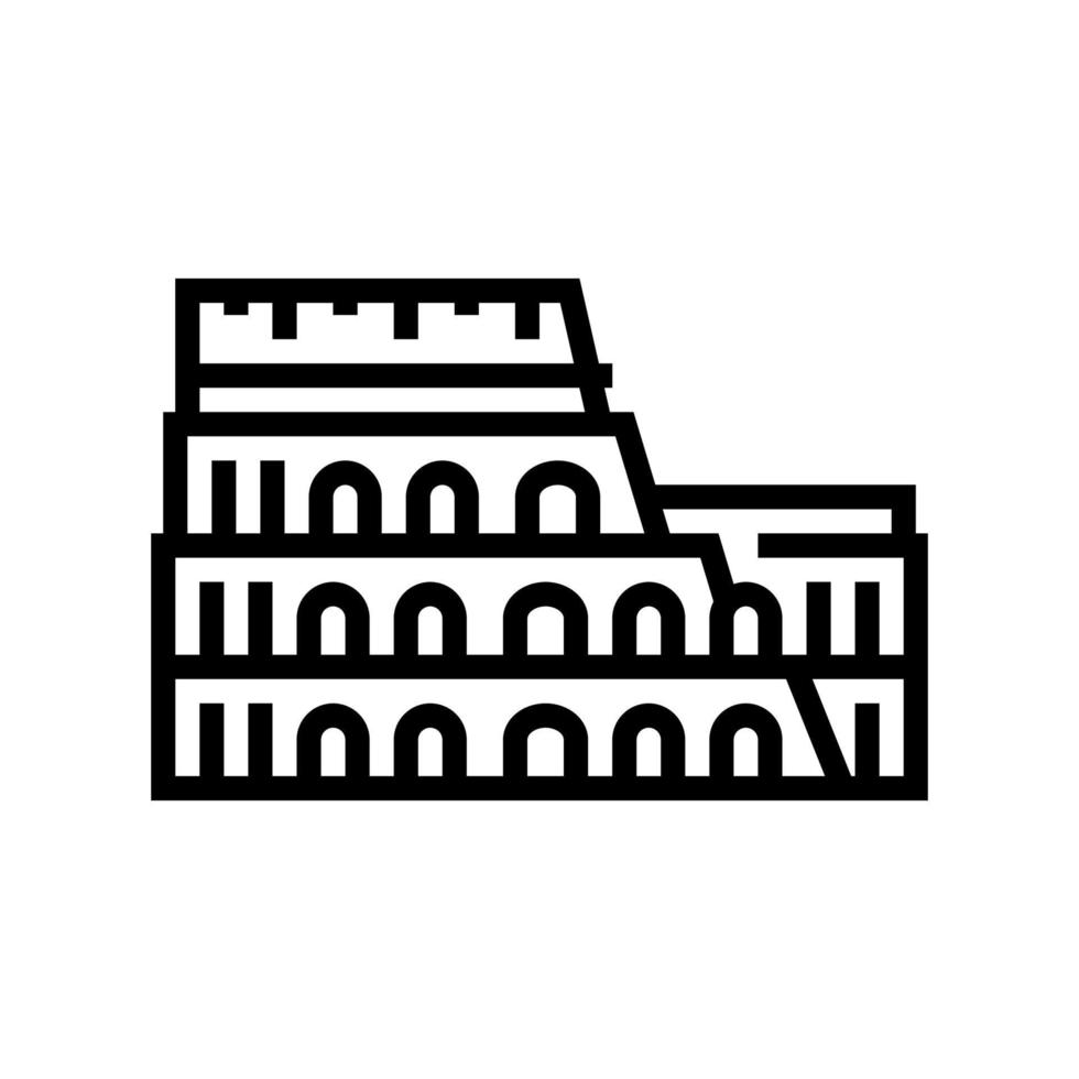 coliseu arena antiga roma construção ícone de linha ilustração vetorial vetor