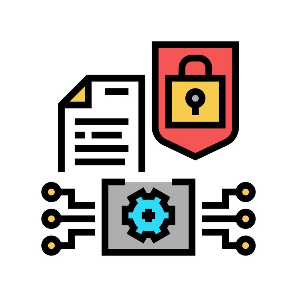 ilustração em vetor ícone de cor de proteção de documentos eletrônicos