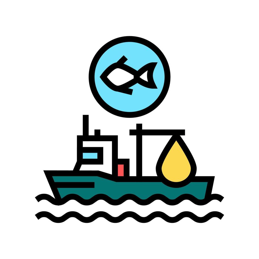ilustração vetorial de ícone de cor de navio de pesca vetor