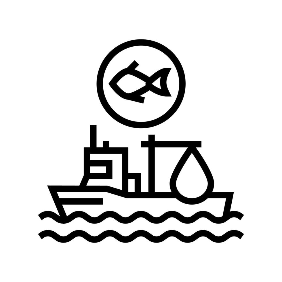 ilustração vetorial de ícone de linha de navio de pesca vetor