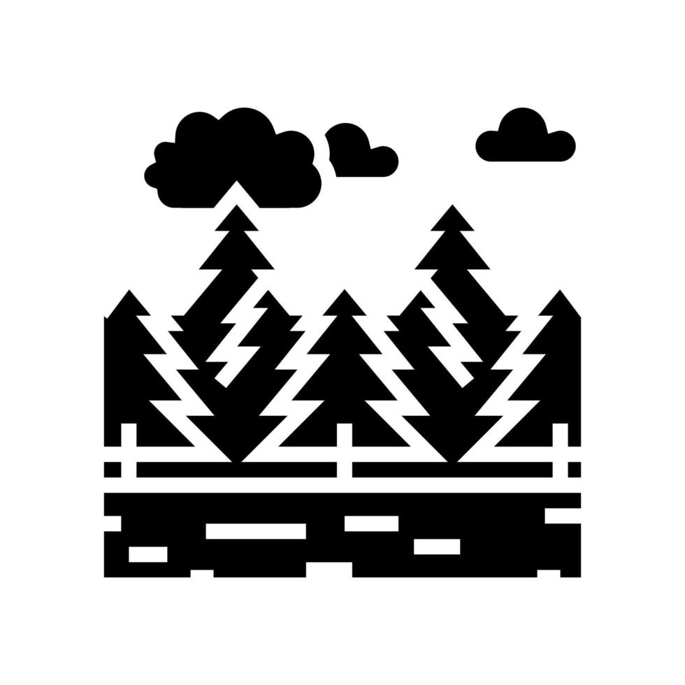 ilustração vetorial de ícone de glifo de florestas de coníferas vetor