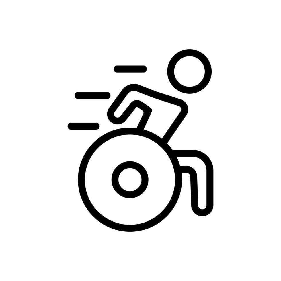 ilustração de contorno de vetor de ícone de cadeira de rodas atlética