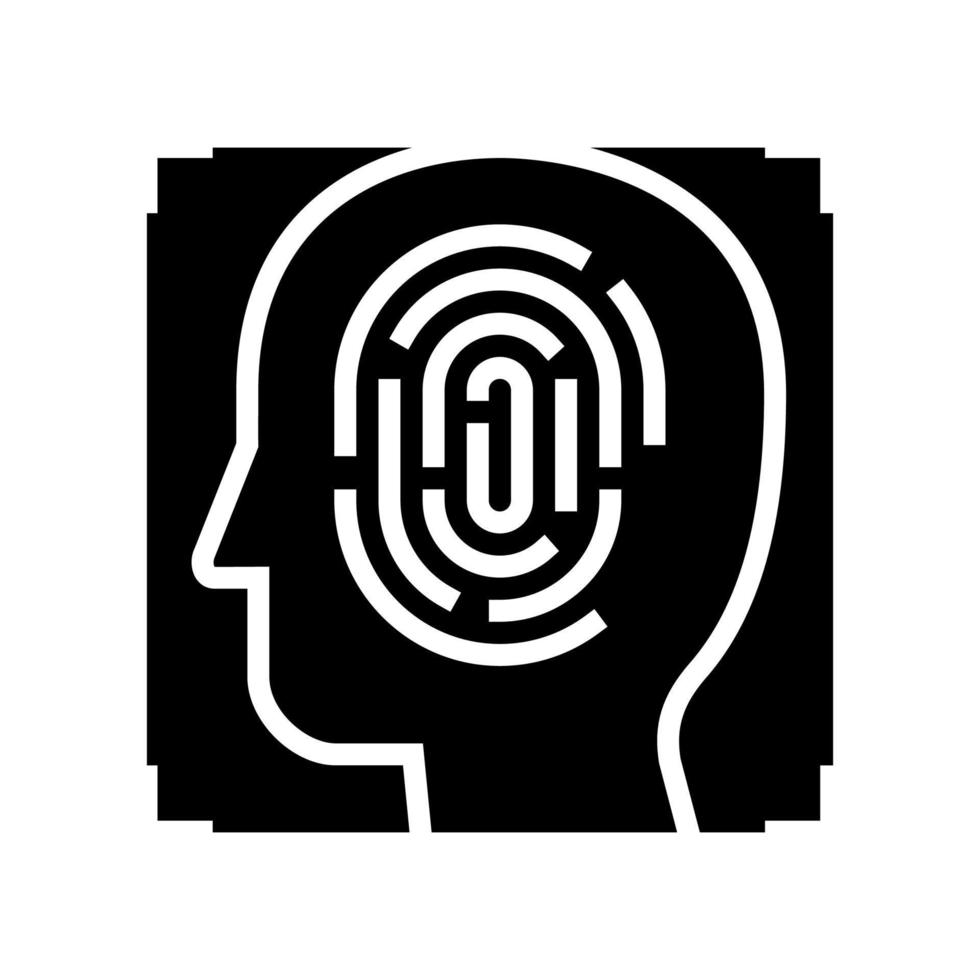 impressão digital e ilustração em vetor de ícone de glifo de identificação de rosto