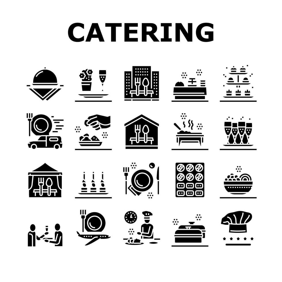 conjunto de ícones de coleção de serviço de alimentação de catering vetor