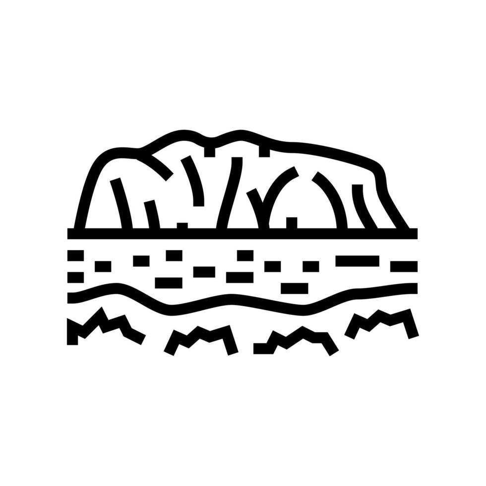 ilustração vetorial de ícone de linha de montanha uluru vetor