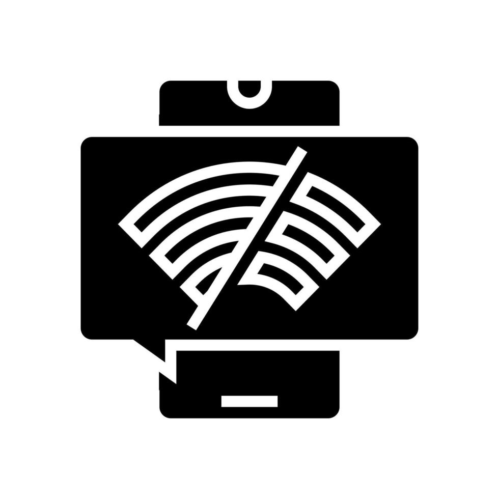 ilustração em vetor ícone de glifo de telefone celular desconectado wifi