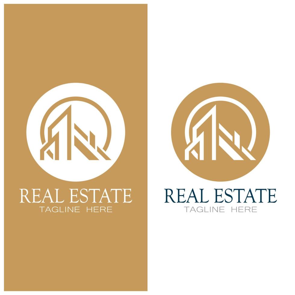 modelo de ilustração de ícone de logotipo de negócios imobiliários, construção, desenvolvimento imobiliário e vetor de logotipo de construção