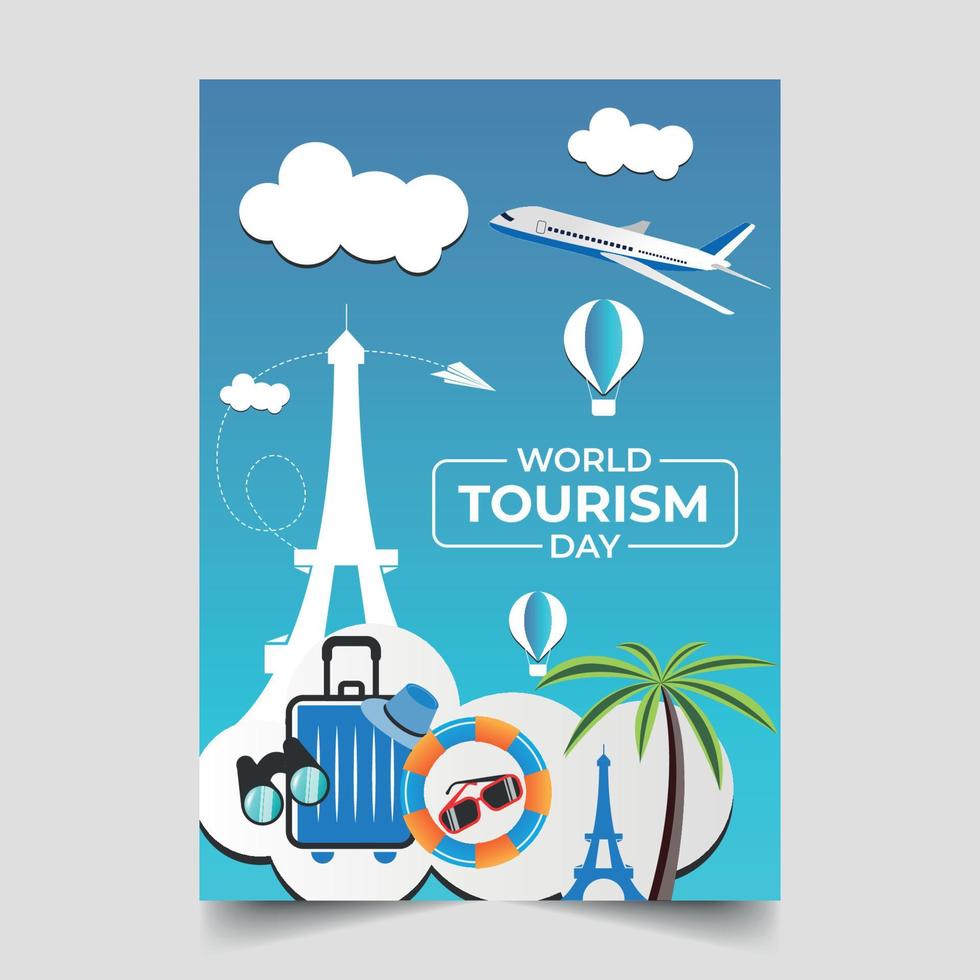 banner do dia mundial do turismo ou design vetorial de pôster vetor