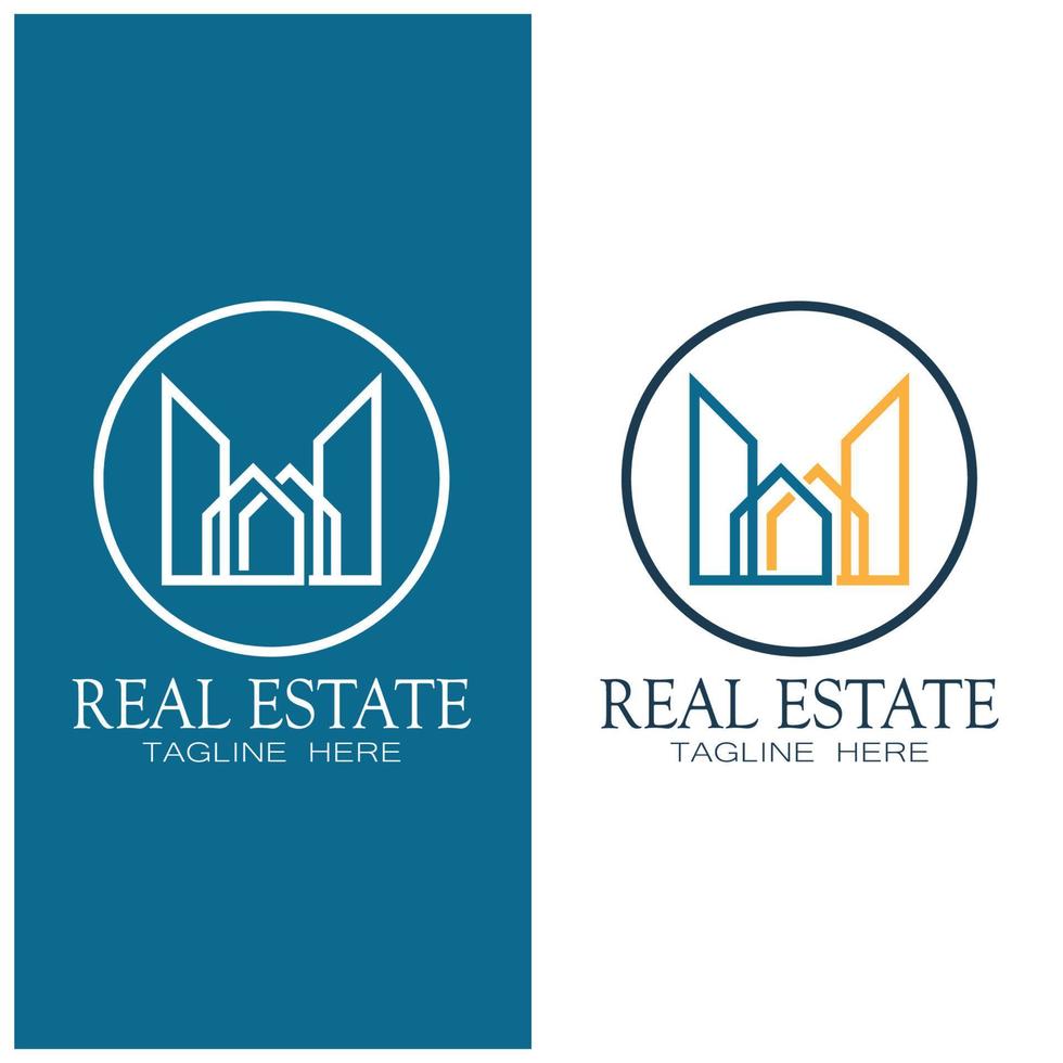 modelo de ilustração de ícone de logotipo de negócios imobiliários, construção, desenvolvimento imobiliário e vetor de logotipo de construção
