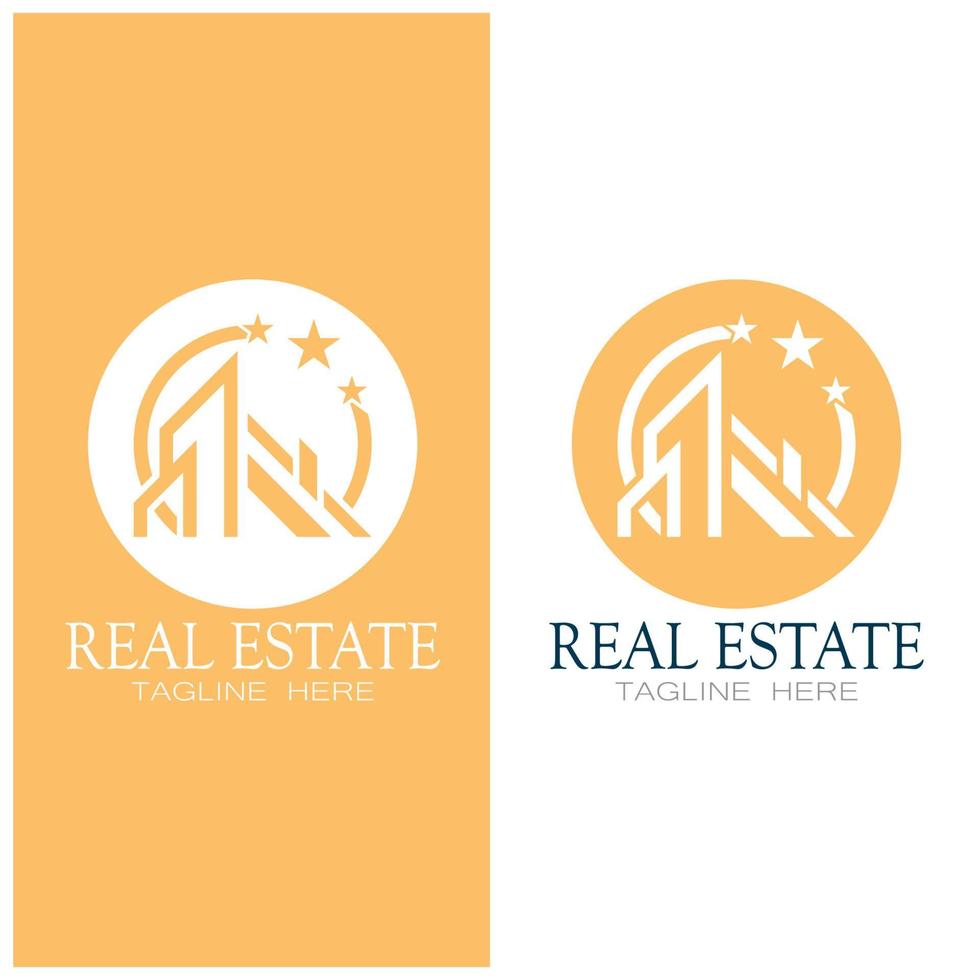 modelo de ilustração de ícone de logotipo de negócios imobiliários, construção, desenvolvimento imobiliário e vetor de logotipo de construção