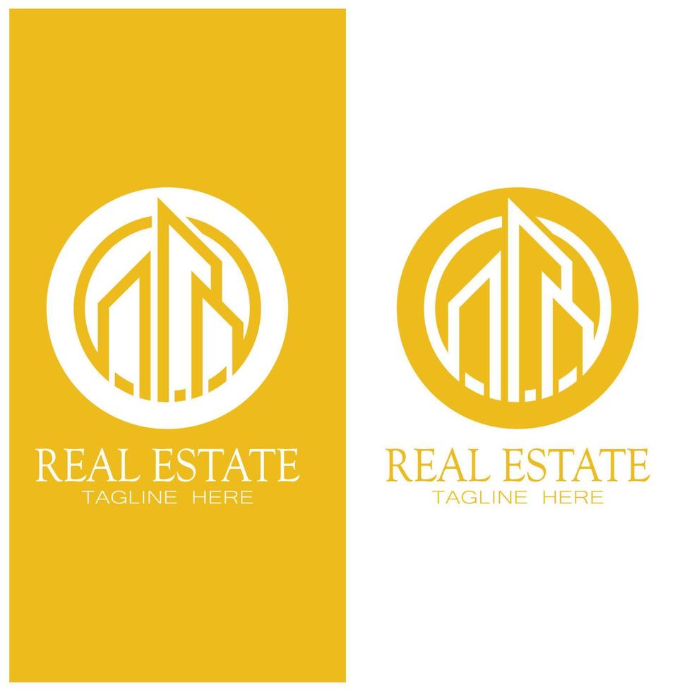 modelo de ilustração de ícone de logotipo de negócios imobiliários, construção, desenvolvimento imobiliário e vetor de logotipo de construção