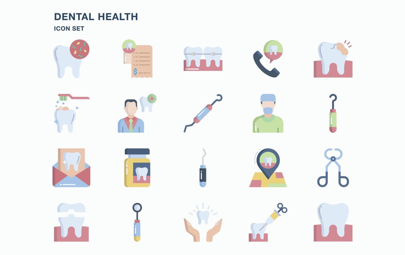 conjunto de ícones de saúde bucal e odontologia vetor
