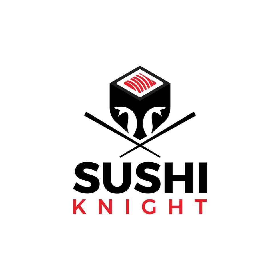 logotipo de sushi exclusivo com capacete de cavaleiro ou espartano vetor