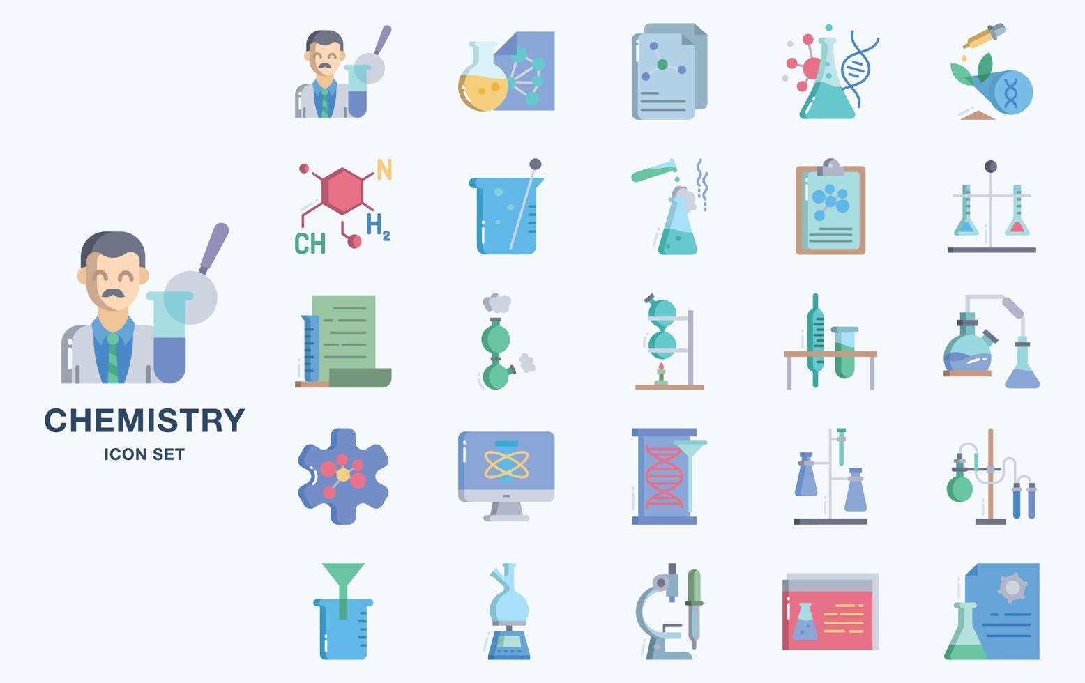 conjunto de ícones vetoriais de química e experimento vetor