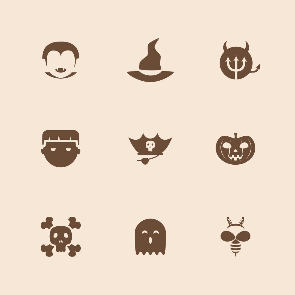 coleção de ícones de monstros de halloween vetor